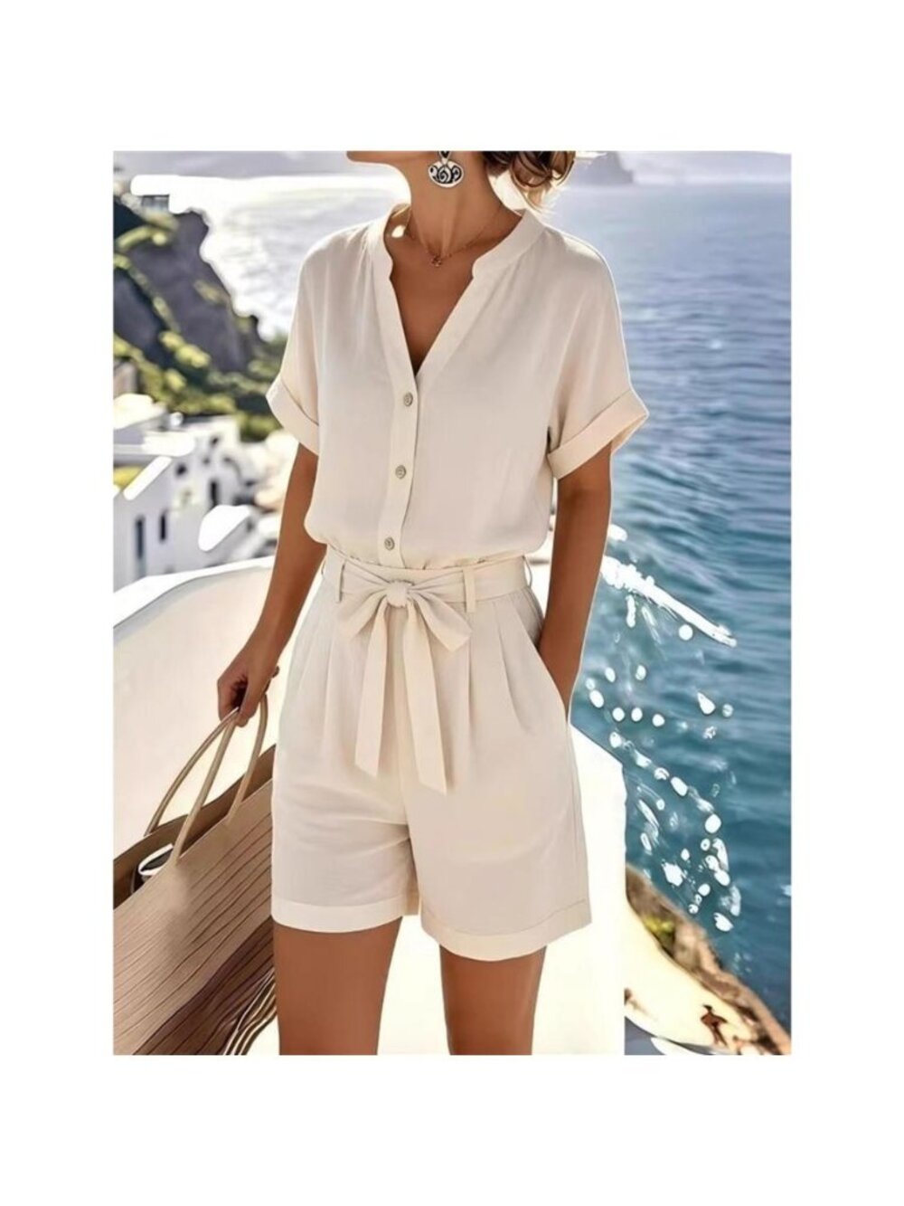 Button Down Shirt and Shorts Set